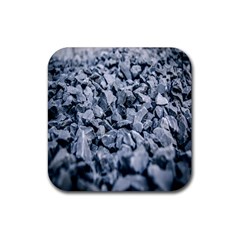 Rocks Stones Gray Gravel Rocky Material  Rubber Coaster (square) by artworkshop