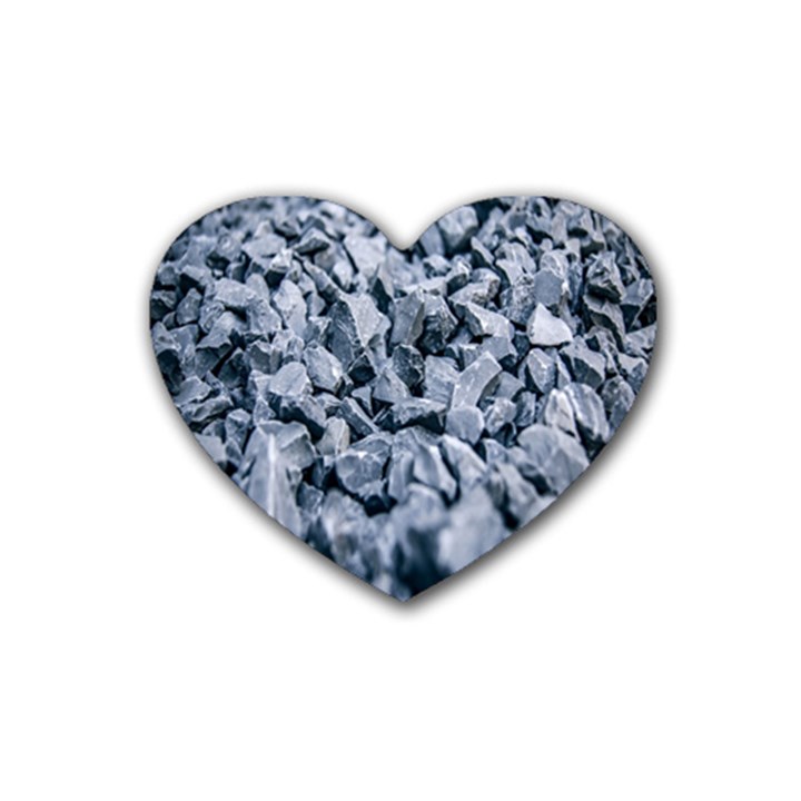 Rocks Stones Gray Gravel Rocky Material  Rubber Coaster (Heart)