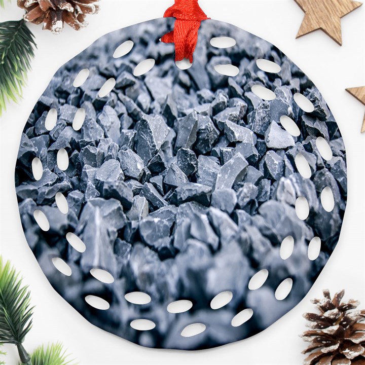 Rocks Stones Gray Gravel Rocky Material  Ornament (Round Filigree)