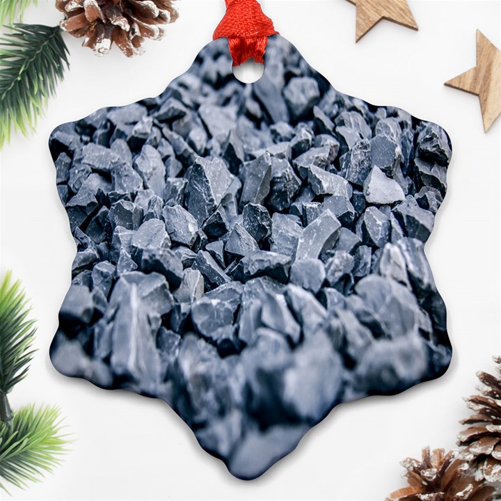 Rocks Stones Gray Gravel Rocky Material  Snowflake Ornament (Two Sides)