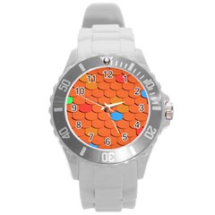 Roof Roofing Tiles  Round Plastic Sport Watch (l) by artworkshop