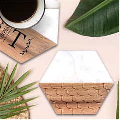 Roof Roofing Tiles  Marble Wood Coaster (hexagon) 