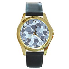 Sample Pattern Seamless Round Gold Metal Watch by artworkshop