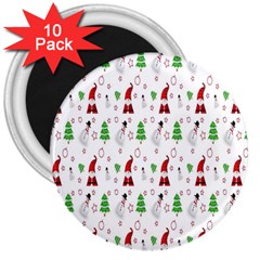 Santa Claus Snowman Christmas  3  Magnets (10 Pack)  by artworkshop