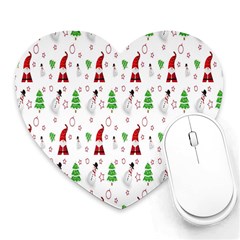 Santa Claus Snowman Christmas  Heart Mousepad by artworkshop