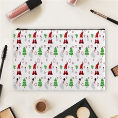 Santa Claus Snowman Christmas  Cosmetic Bag (large) by artworkshop