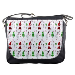 Santa Claus Snowman Christmas  Messenger Bag by artworkshop