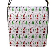 Santa Claus Snowman Christmas  Flap Closure Messenger Bag (l) by artworkshop