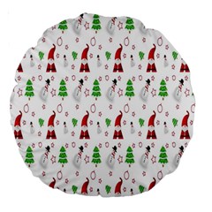 Santa Claus Snowman Christmas  Large 18  Premium Round Cushions by artworkshop