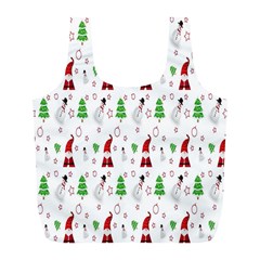 Santa Claus Snowman Christmas  Full Print Recycle Bag (l) by artworkshop