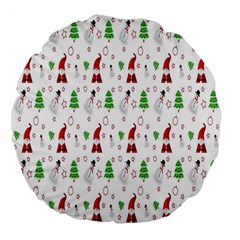 Santa Claus Snowman Christmas  Large 18  Premium Flano Round Cushions by artworkshop