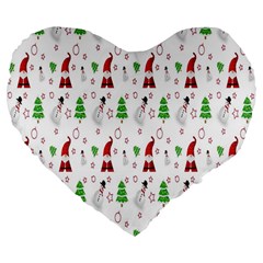 Santa Claus Snowman Christmas  Large 19  Premium Flano Heart Shape Cushions by artworkshop