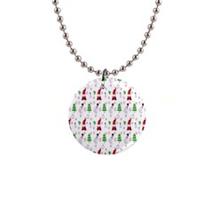 Santa Claus Snowman Christmas  1  Button Necklace by artworkshop