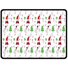 Santa Claus Snowman Christmas  Double Sided Fleece Blanket (large)