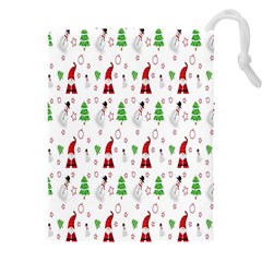 Santa Claus Snowman Christmas  Drawstring Pouch (4xl) by artworkshop