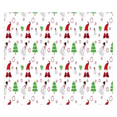 Santa Claus Snowman Christmas  One Side Premium Plush Fleece Blanket (small)