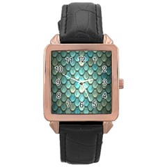 Scales Backdrop Texture Rose Gold Leather Watch  by artworkshop