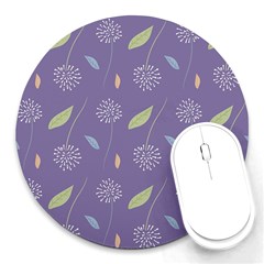 Seamless Pattern Floral Background Violet Background Round Mousepad by artworkshop