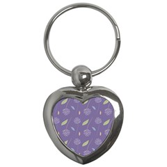 Seamless Pattern Floral Background Violet Background Key Chain (heart) by artworkshop