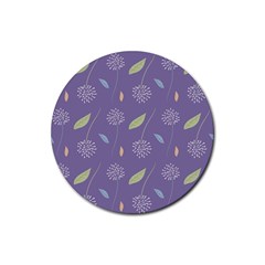 Seamless Pattern Floral Background Violet Background Rubber Round Coaster (4 Pack) by artworkshop