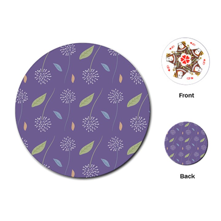 Seamless Pattern Floral Background Violet Background Playing Cards Single Design (Round)