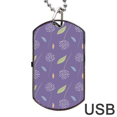 Seamless Pattern Floral Background Violet Background Dog Tag Usb Flash (two Sides) by artworkshop