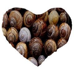 Snail Shells Pattern Arianta Arbustorum Large 19  Premium Heart Shape Cushions by artworkshop