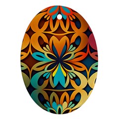 Orange, Turquoise And Blue Pattern  Ornament (oval) by Sobalvarro