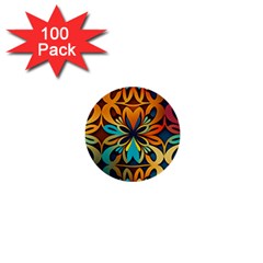 Orange, Turquoise And Blue Pattern  1  Mini Buttons (100 Pack)  by Sobalvarro