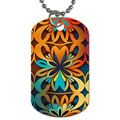 Orange, Turquoise And Blue Pattern  Dog Tag (one Side) by Sobalvarro