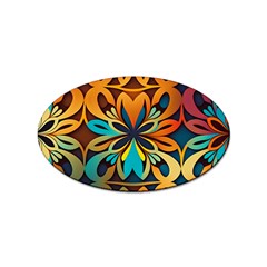 Orange, turquoise and blue pattern  Sticker Oval (10 pack)