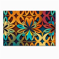 Orange, turquoise and blue pattern  Postcards 5  x 7  (Pkg of 10)