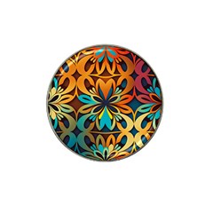 Orange, turquoise and blue pattern  Hat Clip Ball Marker (4 pack)