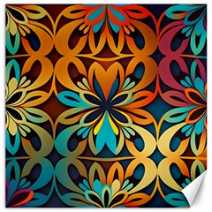 Orange, turquoise and blue pattern  Canvas 16  x 16 