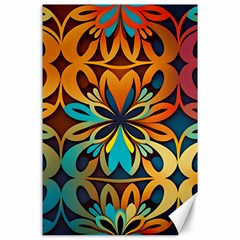 Orange, Turquoise And Blue Pattern  Canvas 24  X 36  by Sobalvarro