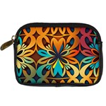 Orange, turquoise and blue pattern  Digital Camera Leather Case Front