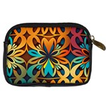 Orange, turquoise and blue pattern  Digital Camera Leather Case Back