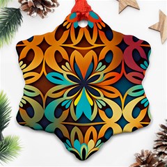 Orange, turquoise and blue pattern  Ornament (Snowflake)