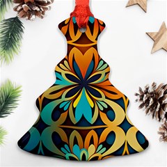 Orange, Turquoise And Blue Pattern  Christmas Tree Ornament (two Sides) by Sobalvarro