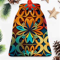 Orange, turquoise and blue pattern  Bell Ornament (Two Sides)