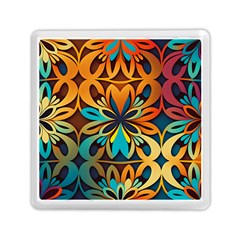 Orange, turquoise and blue pattern  Memory Card Reader (Square)