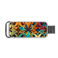 Orange, Turquoise And Blue Pattern  Portable Usb Flash (one Side) by Sobalvarro