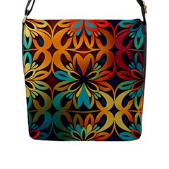 Orange, turquoise and blue pattern  Flap Closure Messenger Bag (L)