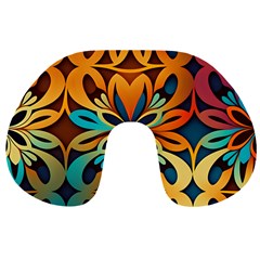 Orange, turquoise and blue pattern  Travel Neck Pillow