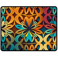 Orange, Turquoise And Blue Pattern  Double Sided Fleece Blanket (medium) by Sobalvarro