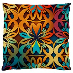 Orange, turquoise and blue pattern  Large Flano Cushion Case (Two Sides)