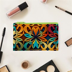 Orange, turquoise and blue pattern  Cosmetic Bag (XS)