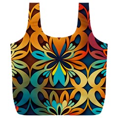 Orange, Turquoise And Blue Pattern  Full Print Recycle Bag (xxl) by Sobalvarro