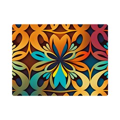 Orange, turquoise and blue pattern  One Side Premium Plush Fleece Blanket (Mini)