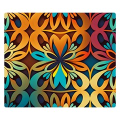 Orange, Turquoise And Blue Pattern  One Side Premium Plush Fleece Blanket (small) by Sobalvarro